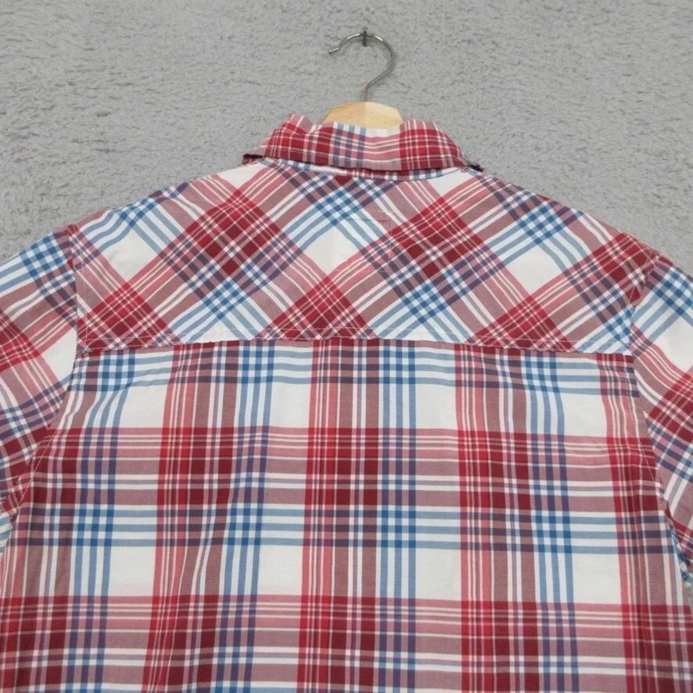 Vintage Levis Shirt Men S Red Blue White Plaid Preppy Americana Outdoorsy Casual